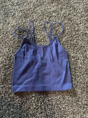No Boundaries Ribbed Double-Strap Crop Tank - Lavender Purple